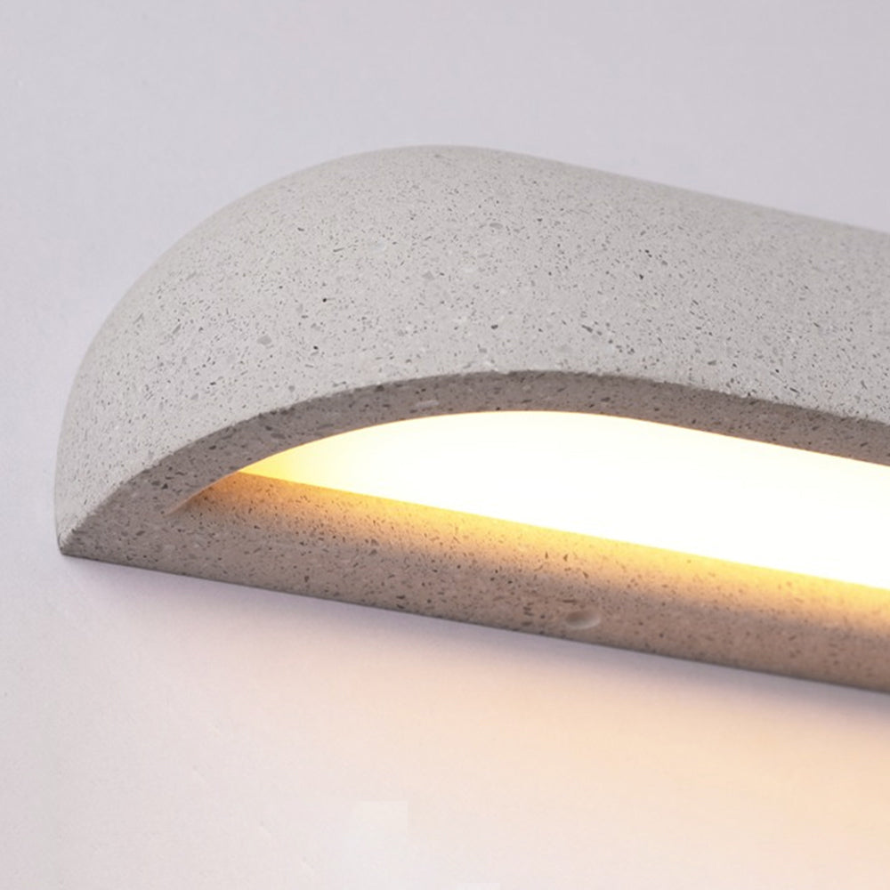 Ray Modern Minimalist Semi-elliptical Metal/Stone Outdoor Wall Lamp, Black/White | ventumra