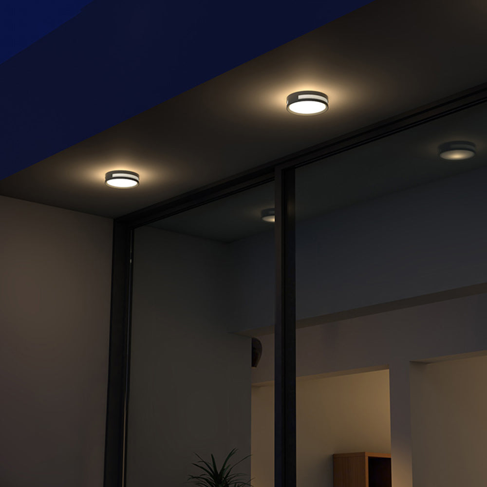 Ray Modern Round Metal/ Outdoor Waterproof Wall Lamp, Black | ventumra