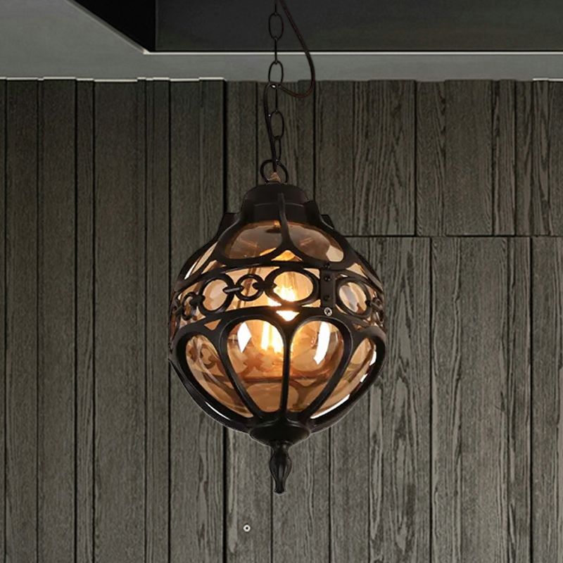 Silva Loft Sphere Vintage Farmhouse Rustic Pendant Light Black/Bronze Dining Room | ventumra