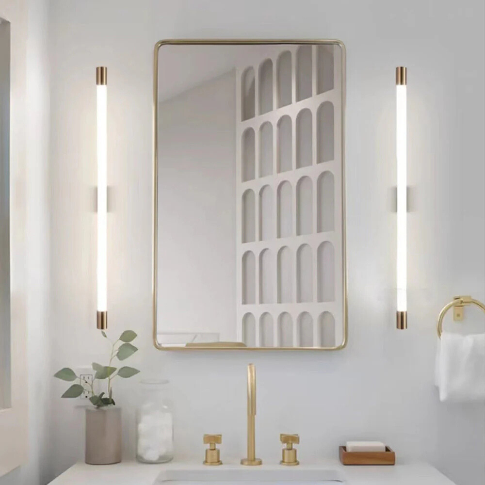 Arisha Modern Gold Mirror Front Vanity Wall Lamp, Metal/ | ventumra