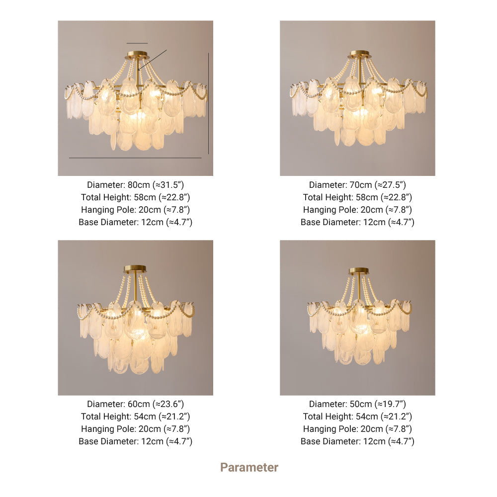 Kristy Elegant Pearl/Glass/Metal Chandelier, White | ventumra
