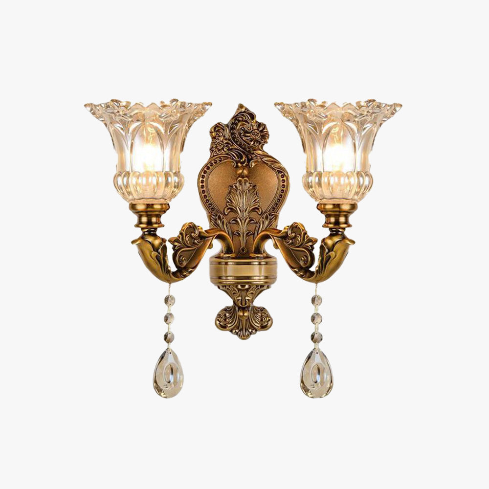 Ramiq Vintage Flor Metal/Glass Wall lamp, Gold - Neutralighting