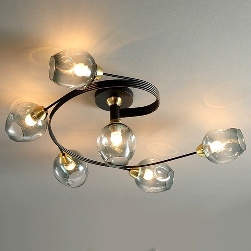 Valentina Flush Mount Ceiling Light, Glass, Black/Gold, Dining Room - Neutralighting