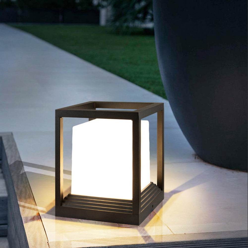 Ray Modern Rectangular Metal Outdoor Lamps, Black | ventumra
