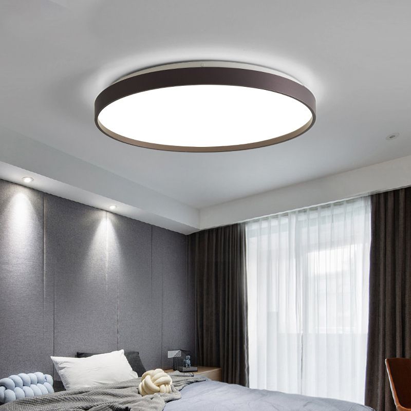 Arisha Minimalist Round Metal/Acrylic Flush Mount Ceiling Light, White/Coffee/Grey/Gold - Neutralighting