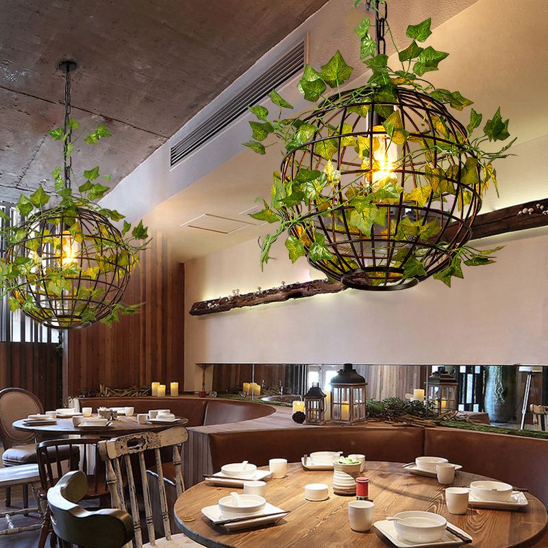 Ritta Rustic Plant Art Deco Globe Vine Pendant Light | ventumra