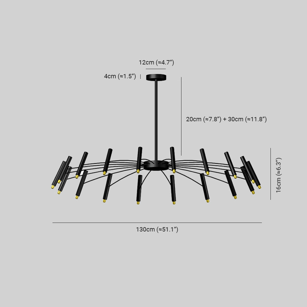 Arisha Modern Blown Linear Metal Multi-heads Chandelier | ventumra