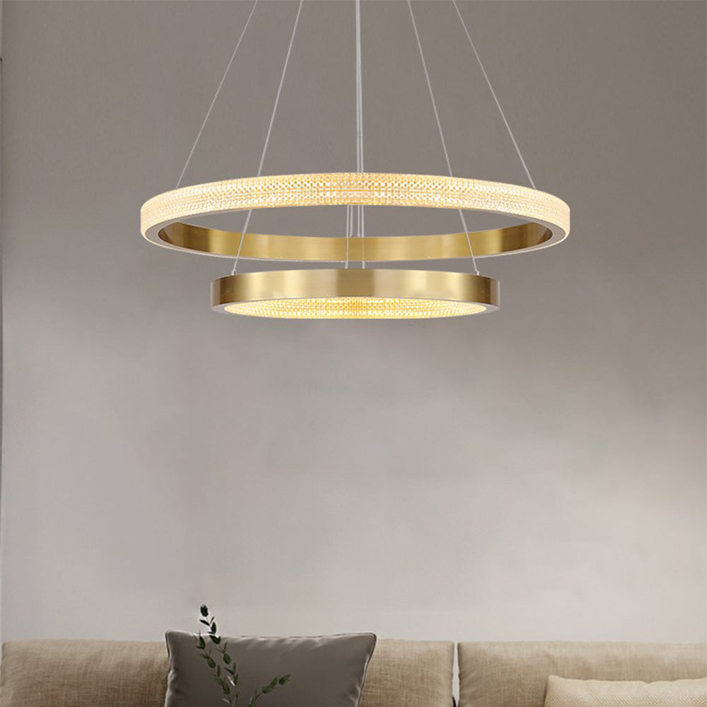 Kristy Modern Ring Metal/Arcylic LED Pendant Light, Black/Gold - Neutralighting