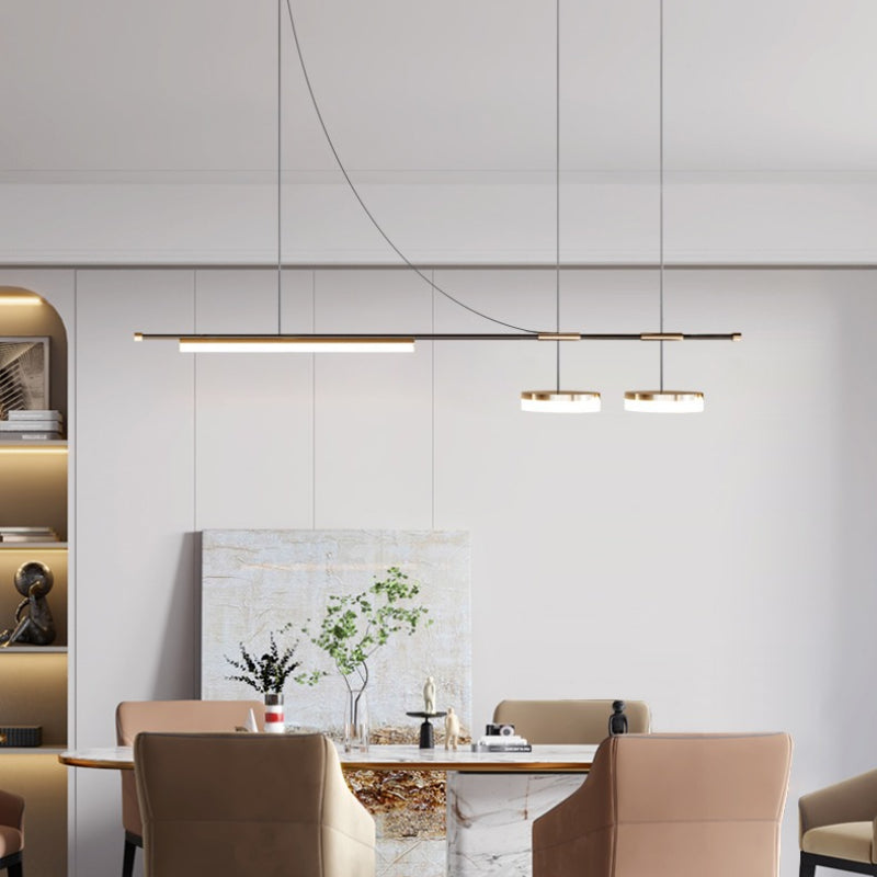 Aria Modern Long LED Pendant Light Black Metal Dining Room | ventumra