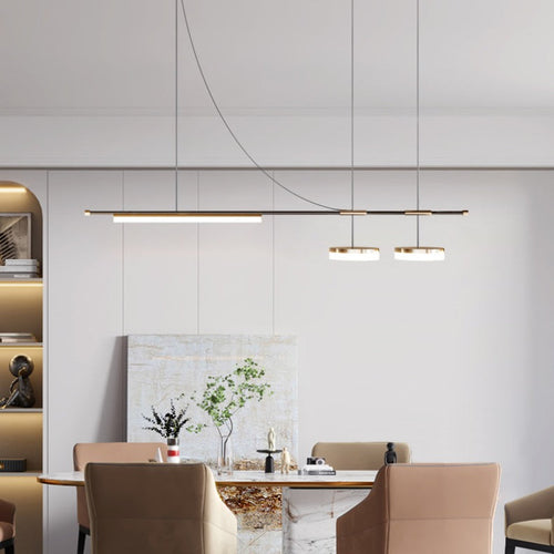 Aria Modern Long LED Pendant Light Black Metal Dining Room | ventumra