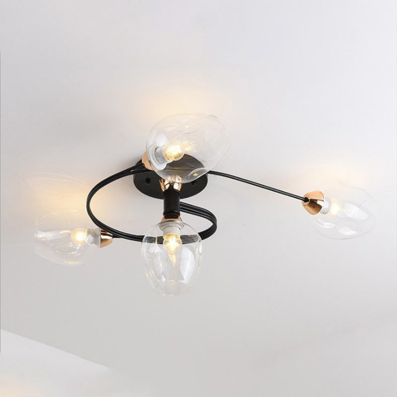 Valentina Flush Mount Ceiling Light, Glass, Black/Gold, Dining Room - Neutralighting