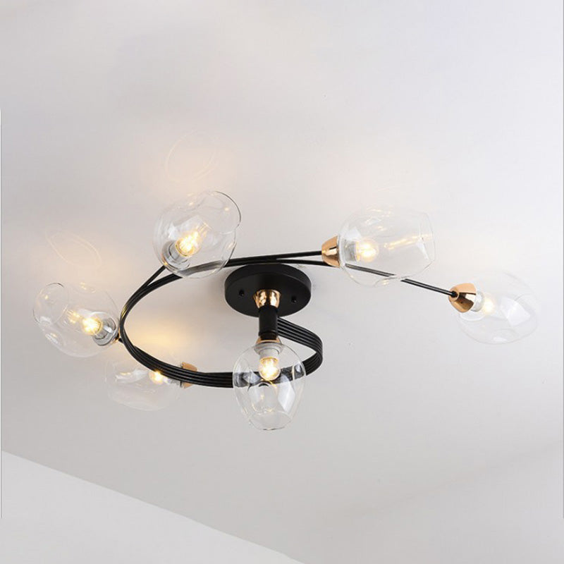 Valentina Flush Mount Ceiling Light, Glass, Black/Gold, Dining Room - Neutralighting