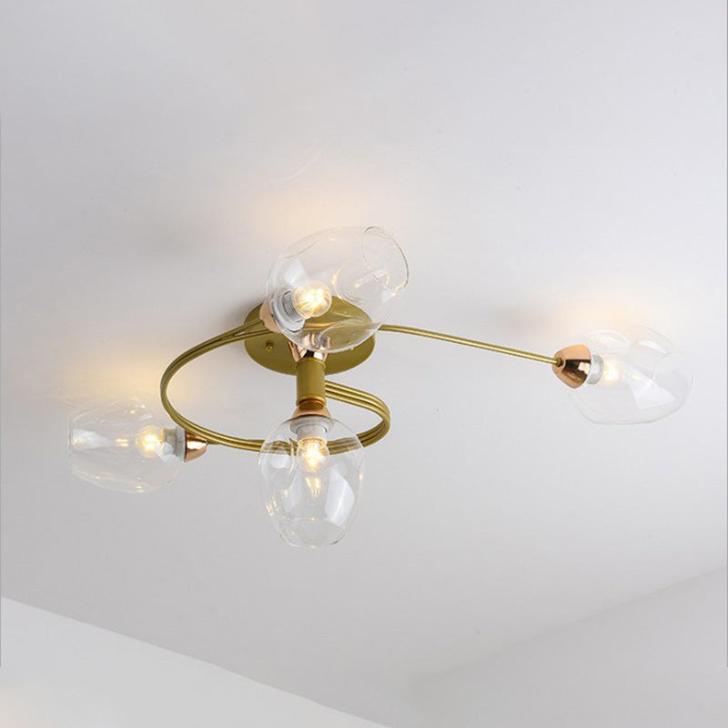 Valentina Flush Mount Ceiling Light, Glass, Black/Gold, Dining Room - Neutralighting