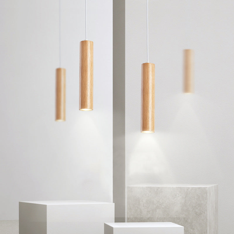 Muto Cylindrical Wood Pendant Light, for Bedroom & Kitchen Island | ventumra