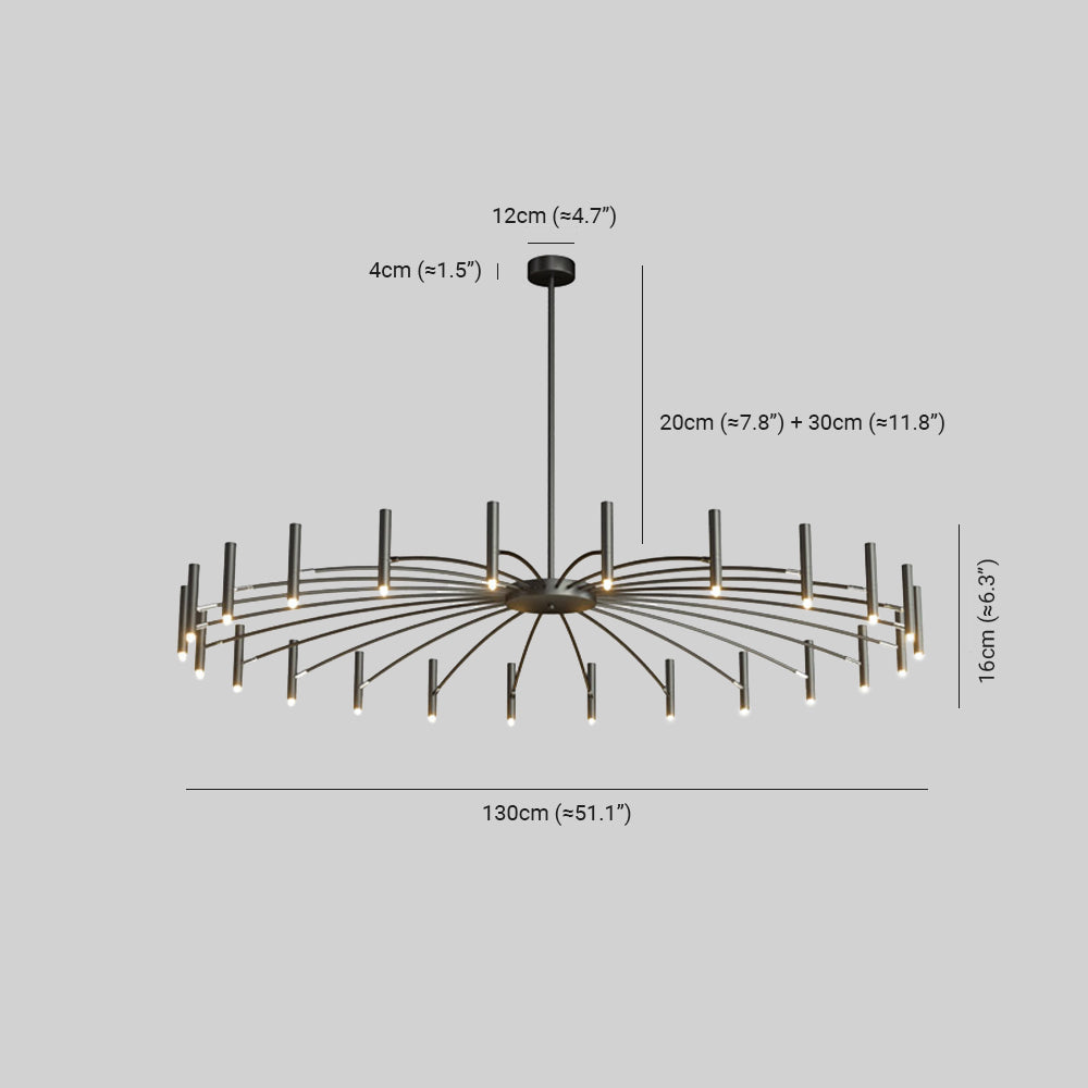 Arisha Modern Blown Linear Metal Multi-heads Chandelier | ventumra