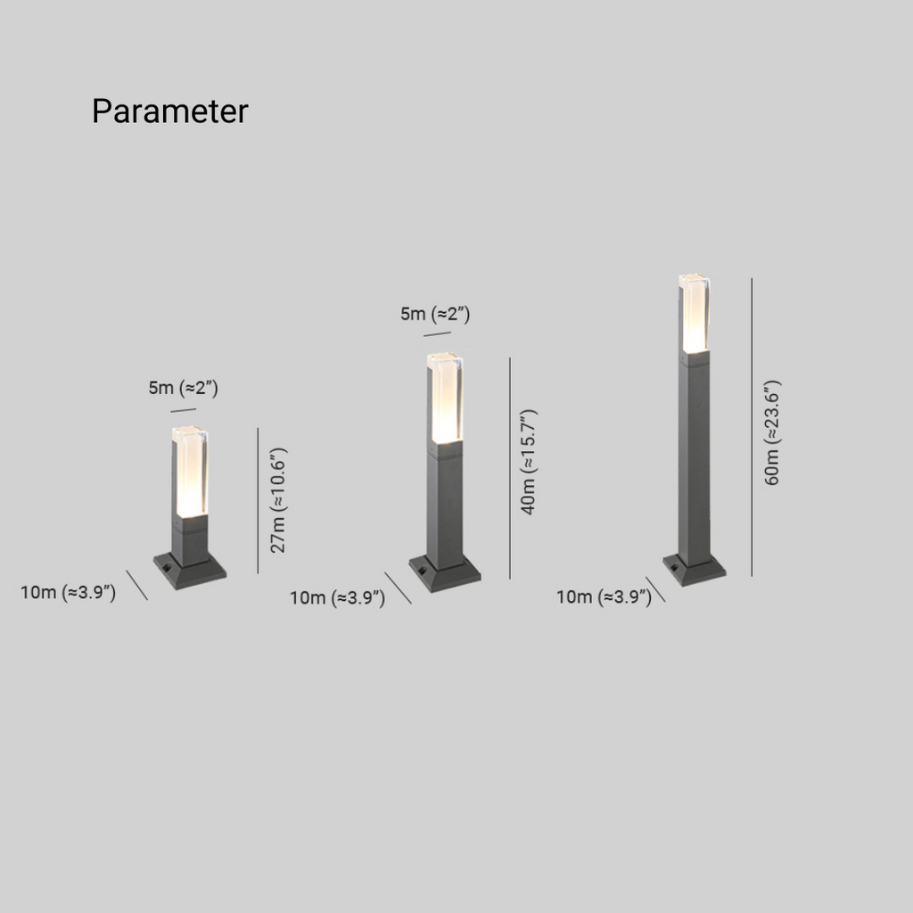 Ray Modern Rectangular Column Solar Outdoor Path Light, Black | ventumra