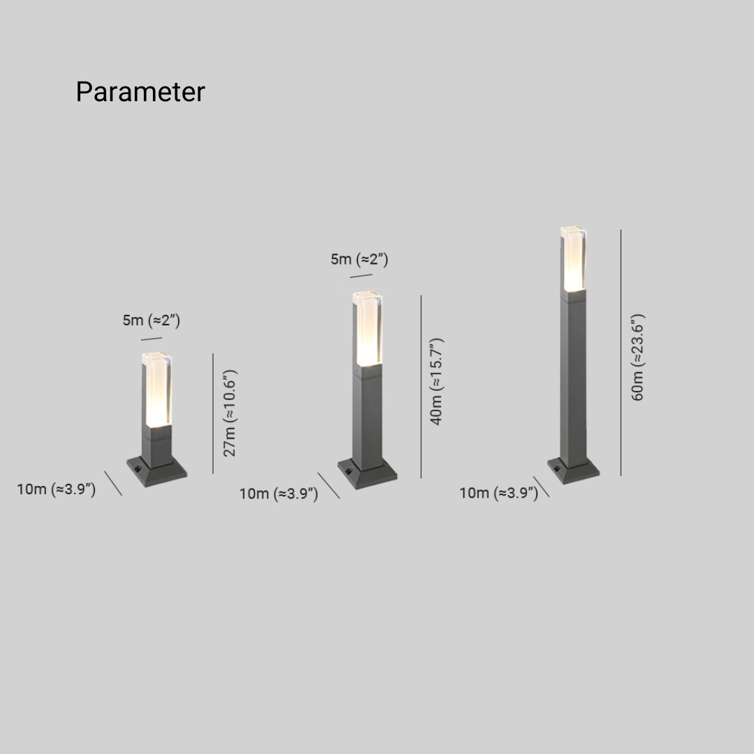 Ray Modern Rectangular Column Solar Outdoor Path Light, Black | ventumra