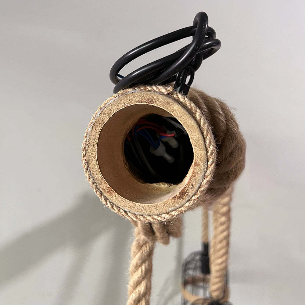 Silva Vintage 3 Heads Wood Rope Pendant Light | ventumra