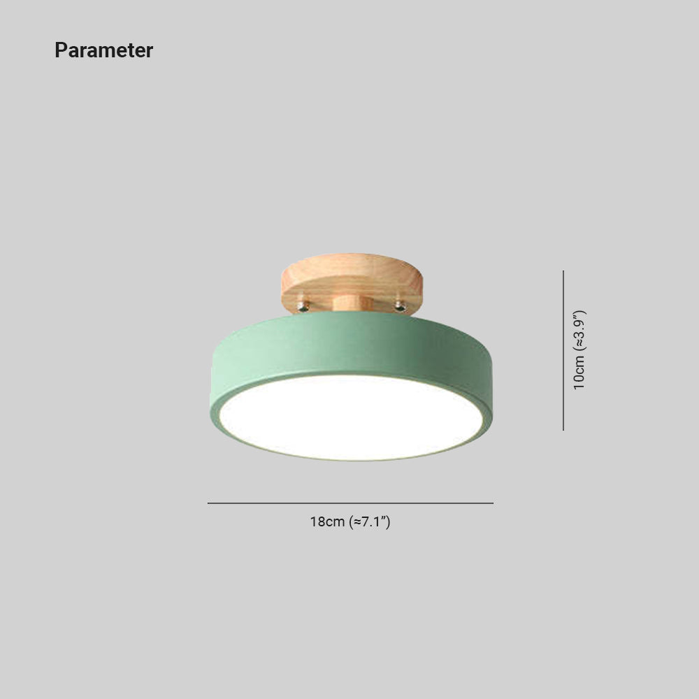 Orya Round LED Flush Mount Ceiling Light Modern Wood Colorful | ventumra