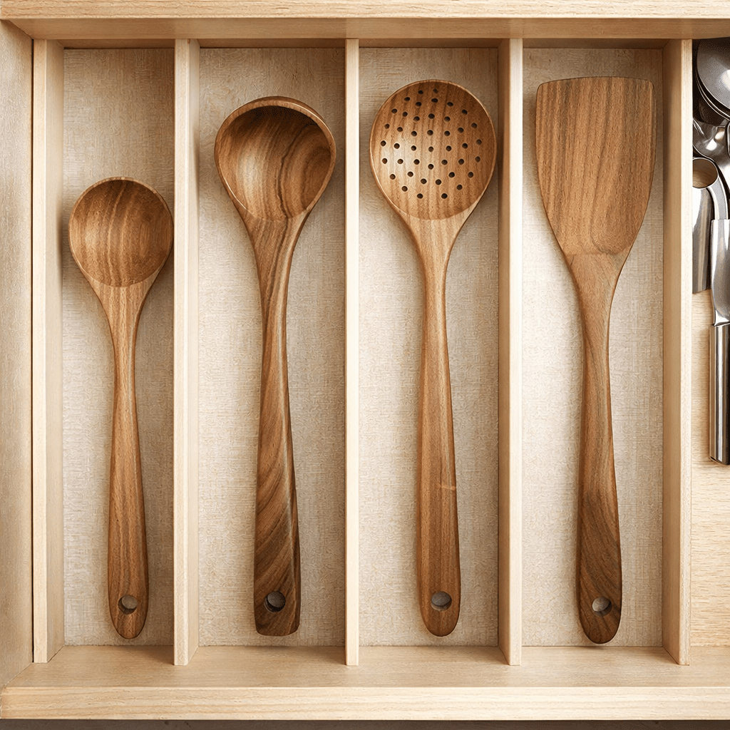 ArborOak Kitchen Utensil Set — Comfort Grip, Smooth Polished Finish