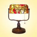Aurelia Tiffany-Style Glass Banker Lamp With Butterfly