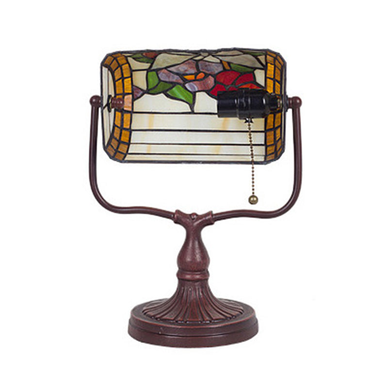 Aurelia Tiffany-Style Glass Banker Lamp With Butterfly