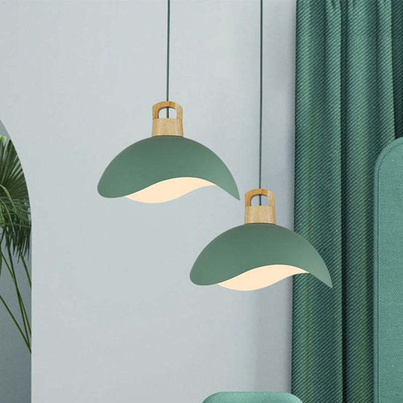 Valentina Colorful Shade Single Pendant Lights, Wood & Metal | ventumra