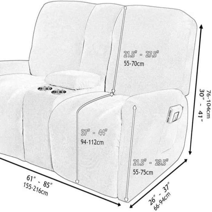 CozyNest Two-Seater Recliner Cover — Thick And Durable, Built-In Cup Holders
