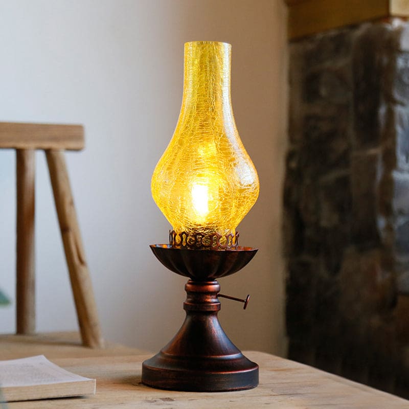 LumaRetro | Vintage Crackle Glass Bedside Accent Lamp