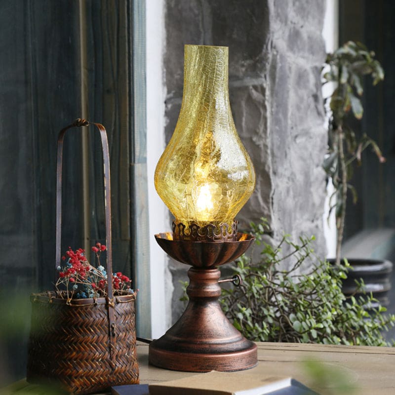 LumaRetro | Vintage Crackle Glass Bedside Accent Lamp