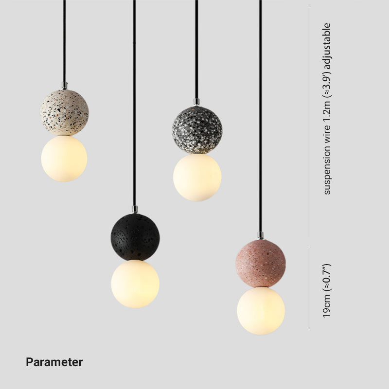 LuminaGlobe LED Globe Pendant Lights in Black and White Glass for Dining Table