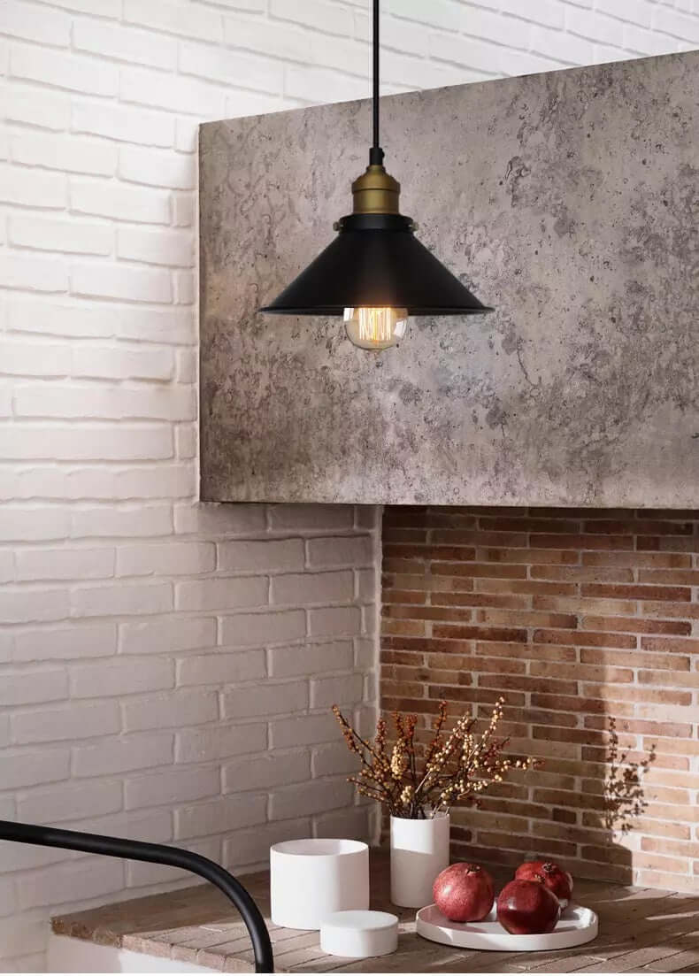 Elora Brass Cone Pendant Light in Vintage Industrial Style