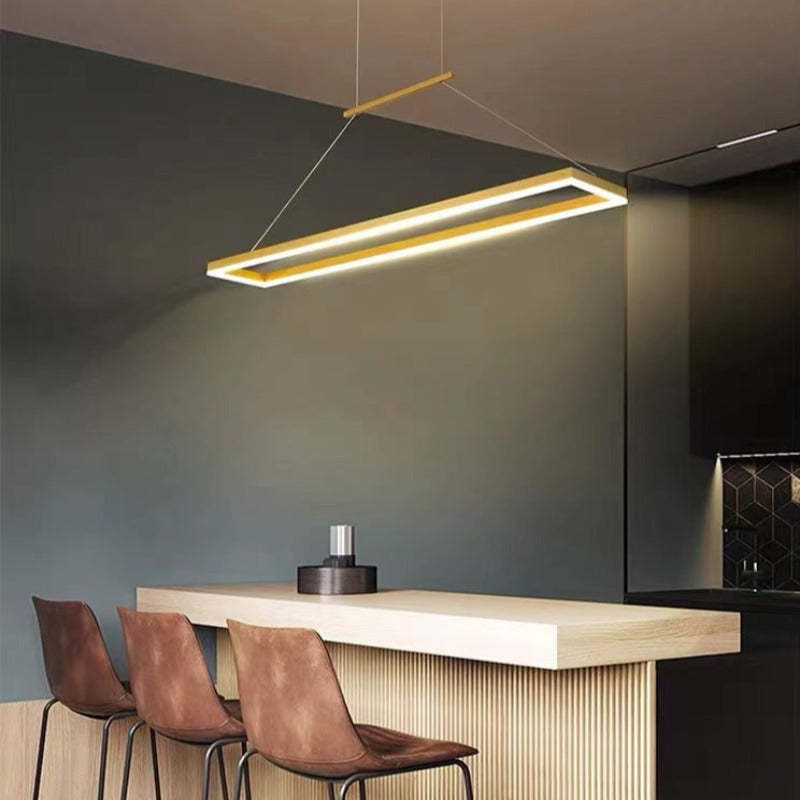 Gloen Modern Rectangular Hanging Pendant Light, Gold/Coffee - Neutralighting