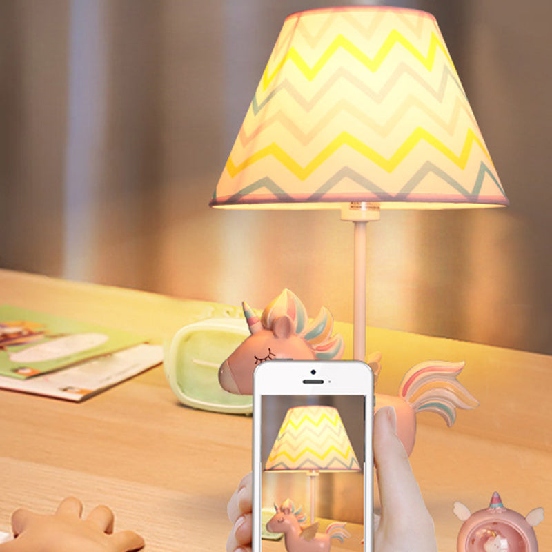 PixieGlow Unicorn Print Fabric Table Lamp for Kids' Room