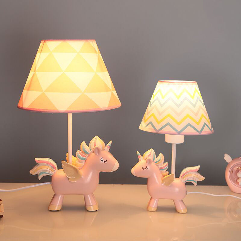 PixieGlow Unicorn Print Fabric Table Lamp for Kids' Room