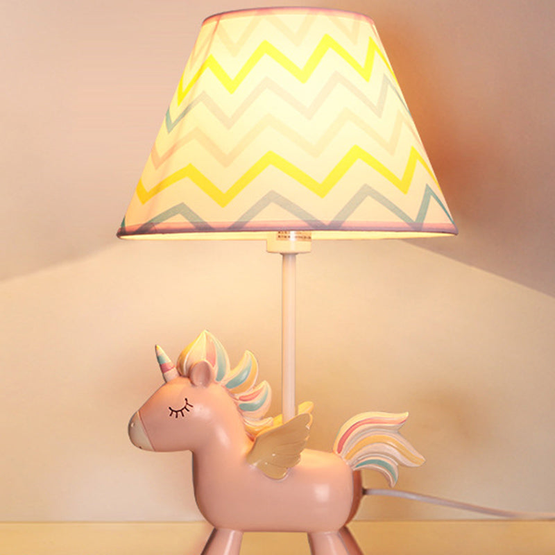 PixieGlow Unicorn Print Fabric Table Lamp for Kids' Room