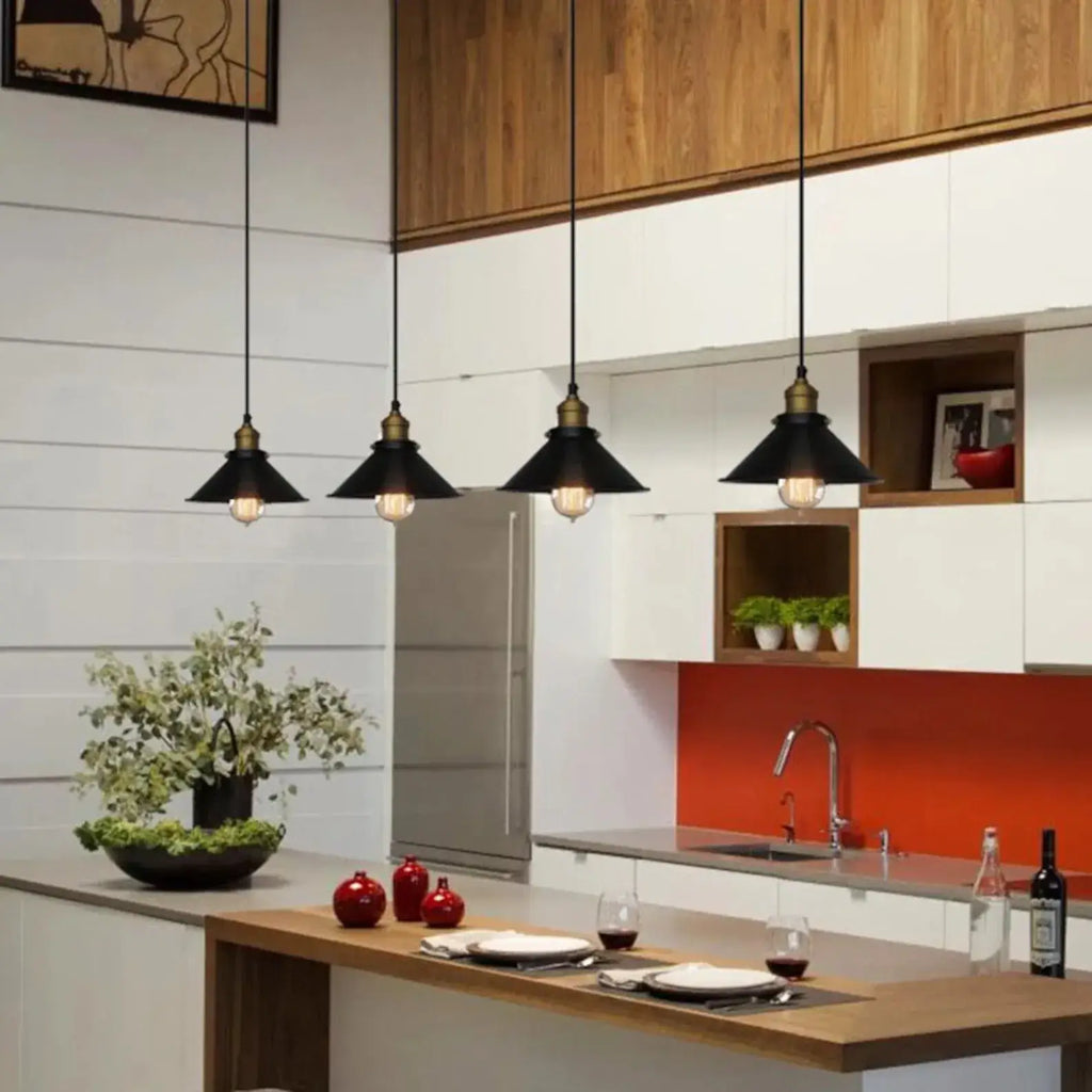 Elora Brass Cone Pendant Light in Vintage Industrial Style