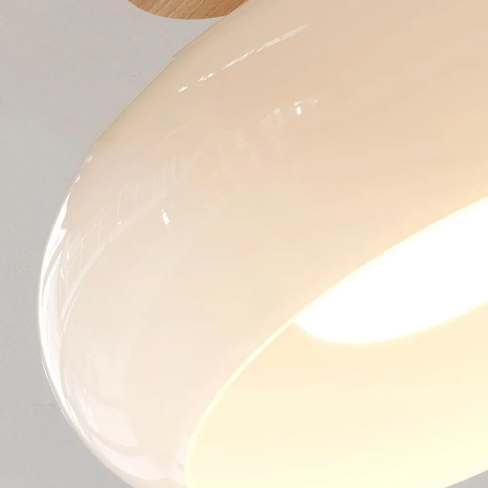 Valentina Flush Mount Ceiling Light Cup Minimalist Wood/Glass White/Orange | ventumra