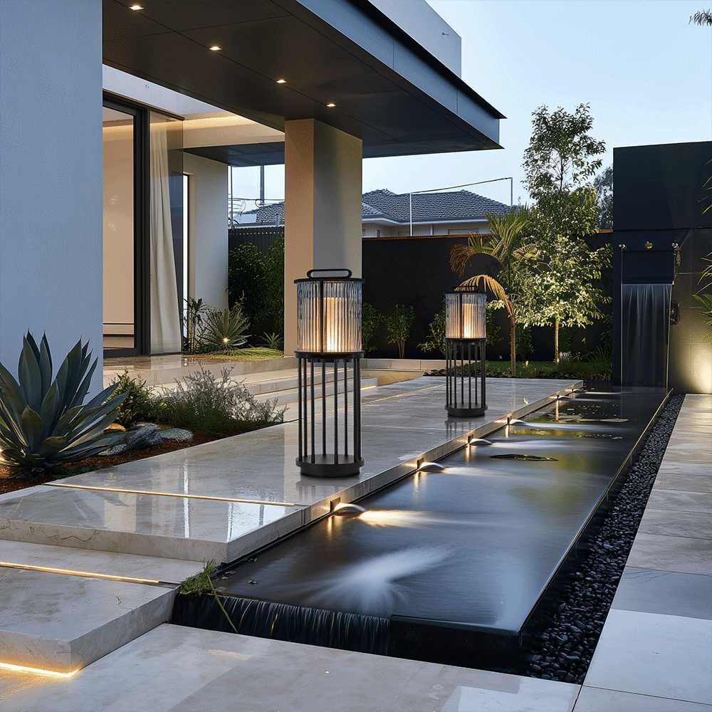LumaVerde Outdoor Lantern Lamp Waterproof With Ribbed Glass