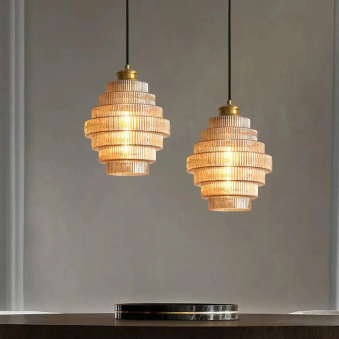 Aurelia Vintage Glass Pendant Light With Brass Accent