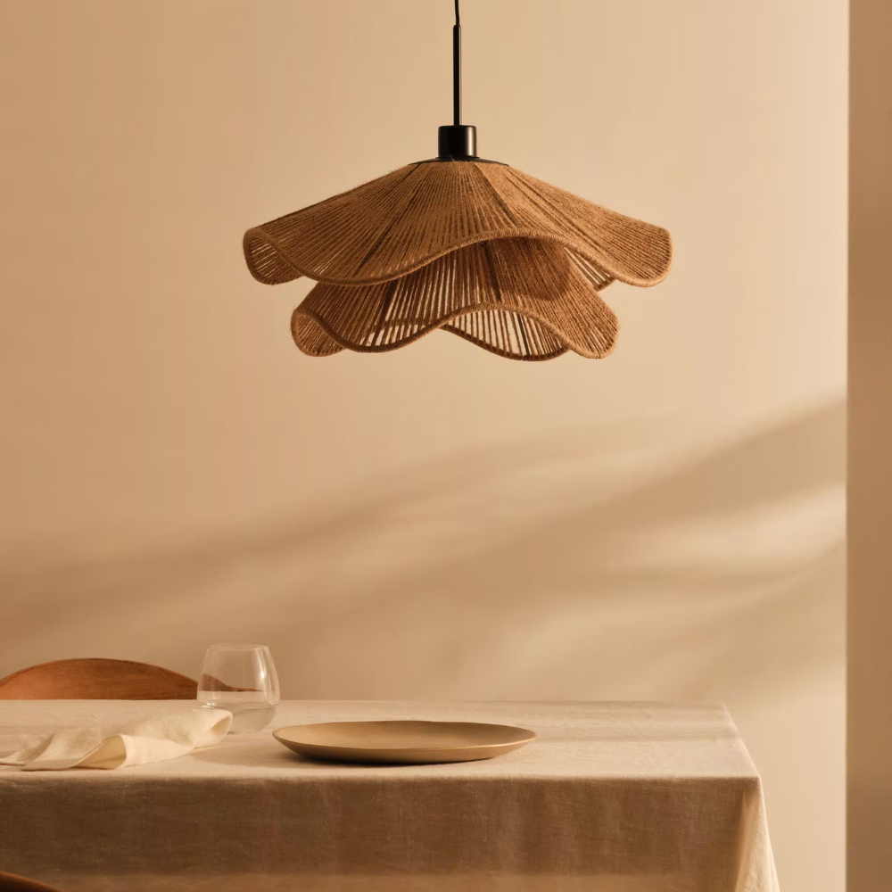 Solari Cove Jute Pendant Light for Boho Rustic Decor