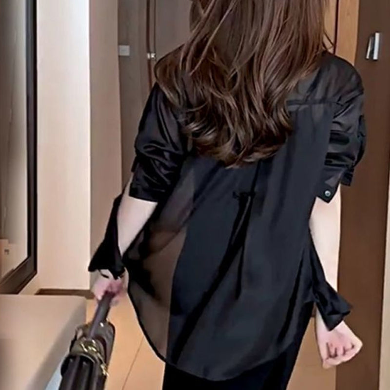 Blusa ligera de gasa de seda — Prenda veraniega de tacto fresco