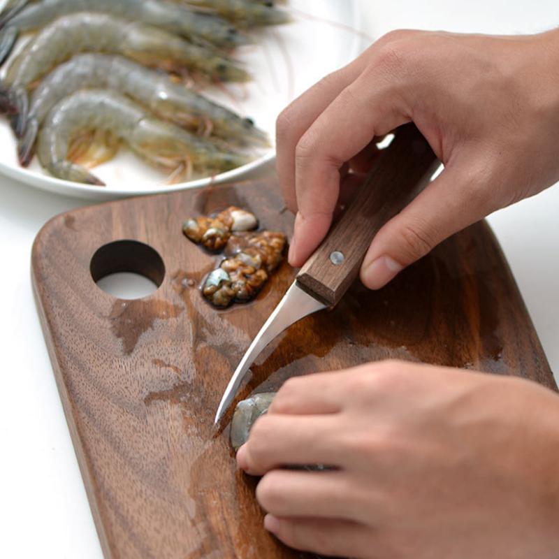 Stainless Steel Shrimp Peeler — Sharp Blade, Wooden Handle