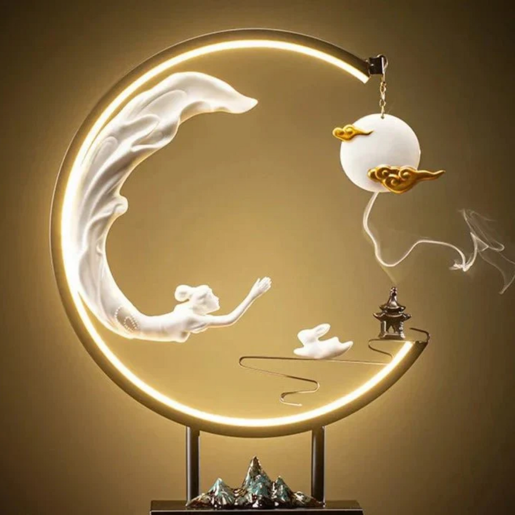 SerenGlow Incense Burner Table Lamp With Ambient Night Light