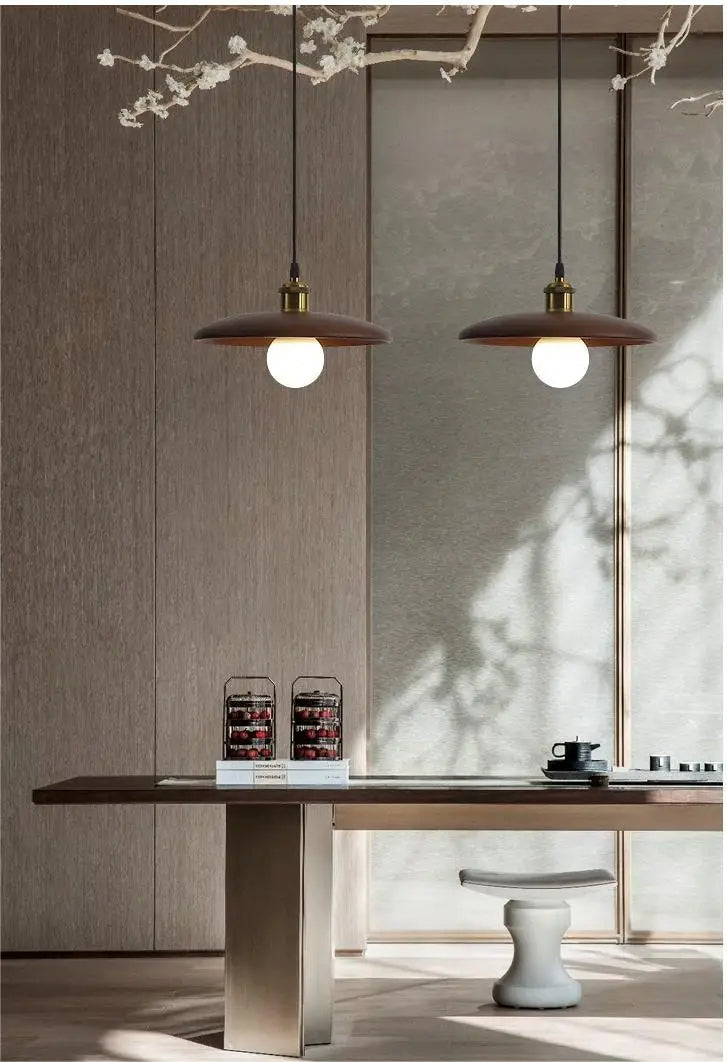 Lumora Wood Ceiling Lamp With Stained Glass and 2700K LED