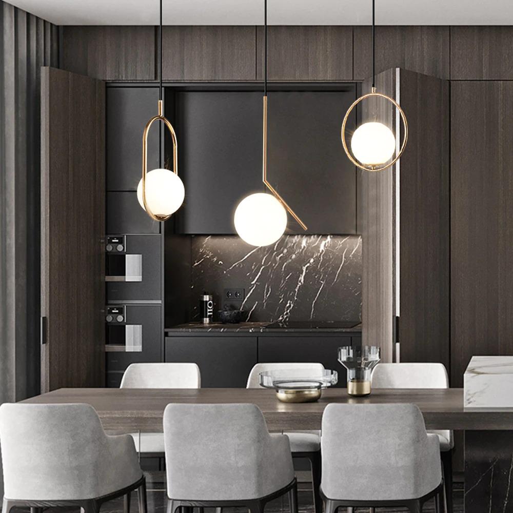 Liora Glass Pendant Light With Iron Frame 120cm Cable
