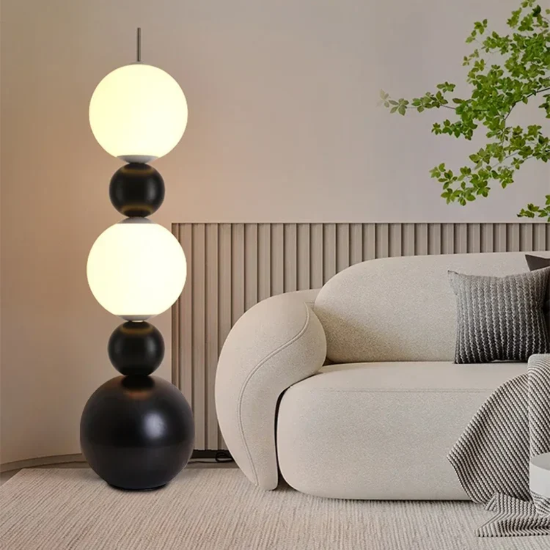 Ardena Gourd-Shaped LED Floor Lamp With Natural Materials