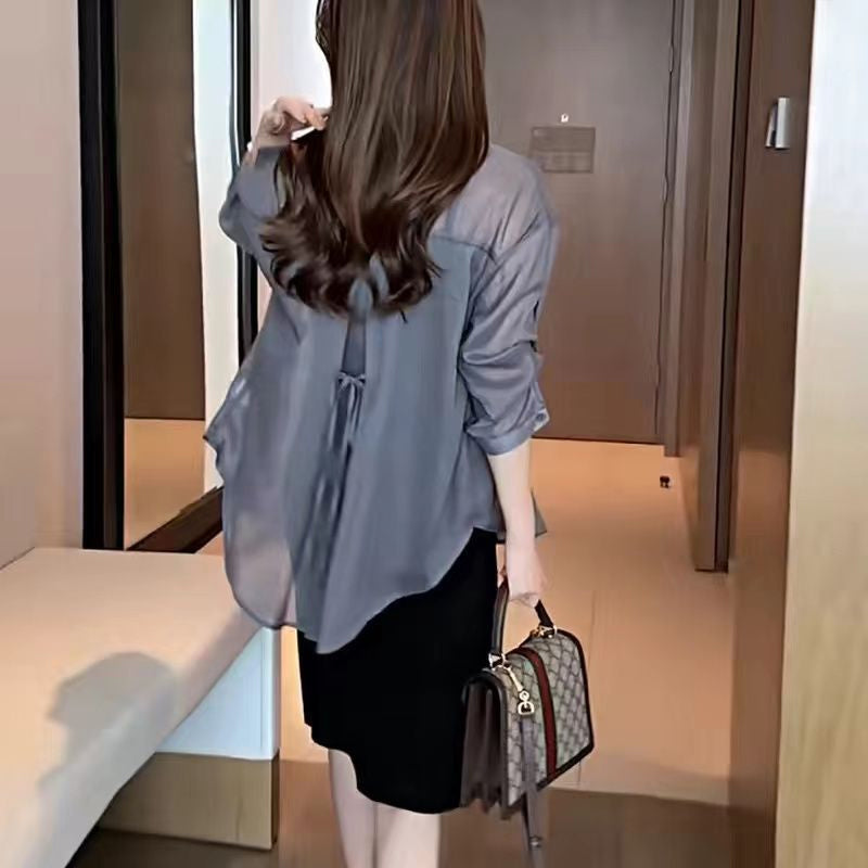 Blusa ligera de gasa de seda — Prenda veraniega de tacto fresco