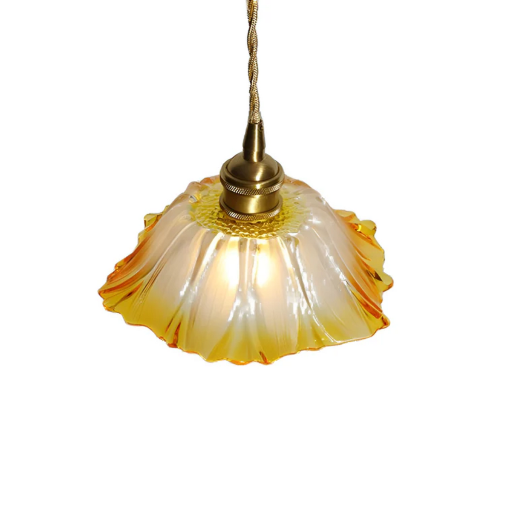 Lunara Lotus Glass Pendant Lamp For Dining Table Warm Light