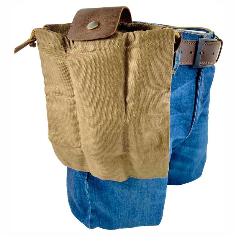 Handgjord naturupptäckarpåse i läder och canvas - vintagestil